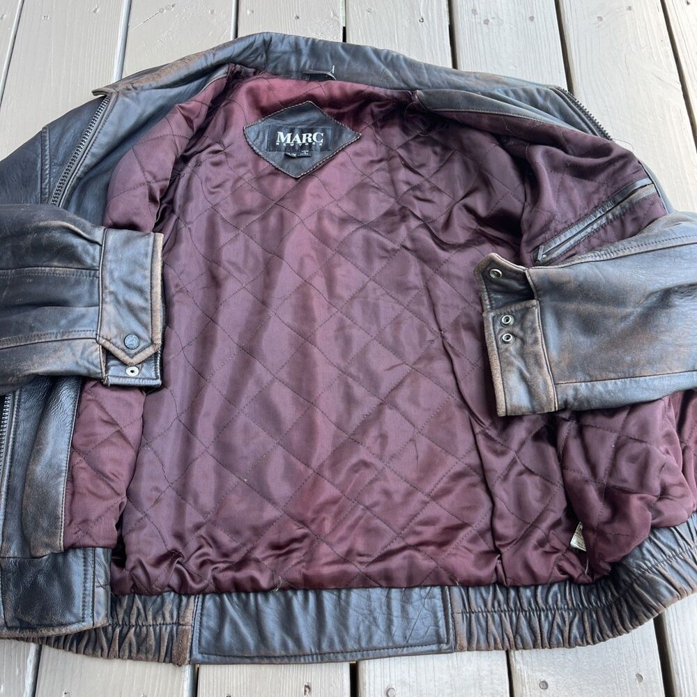 MARC New York Andrew Marc Vintage 1980's Bomber Leather Jacket Brown Size XL - Picture 9 of 10